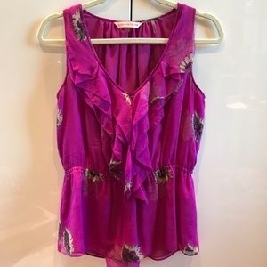 Rebecca Taylor Floral Ruffle top size 4